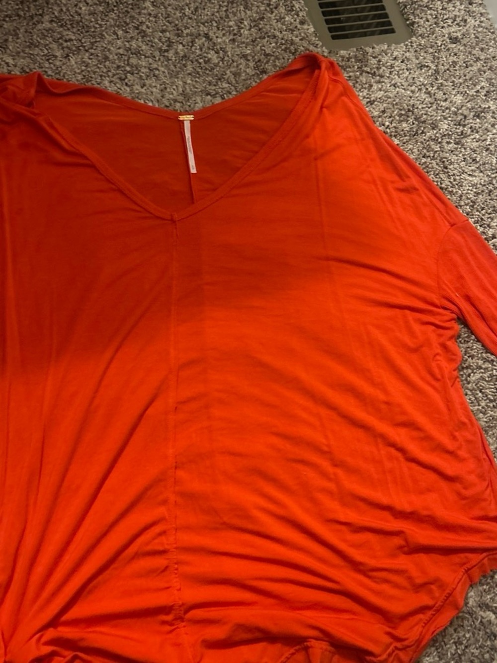 Free People Oversized V-Neck Tunic in Bright Orange